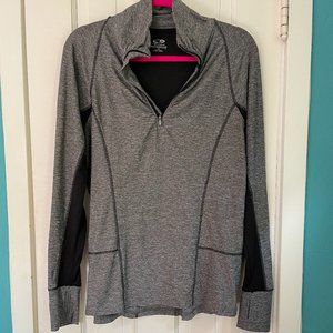 Champion Semi-Fitted Athletic Top Grey w Black Mesh Inserts and Cell pocket